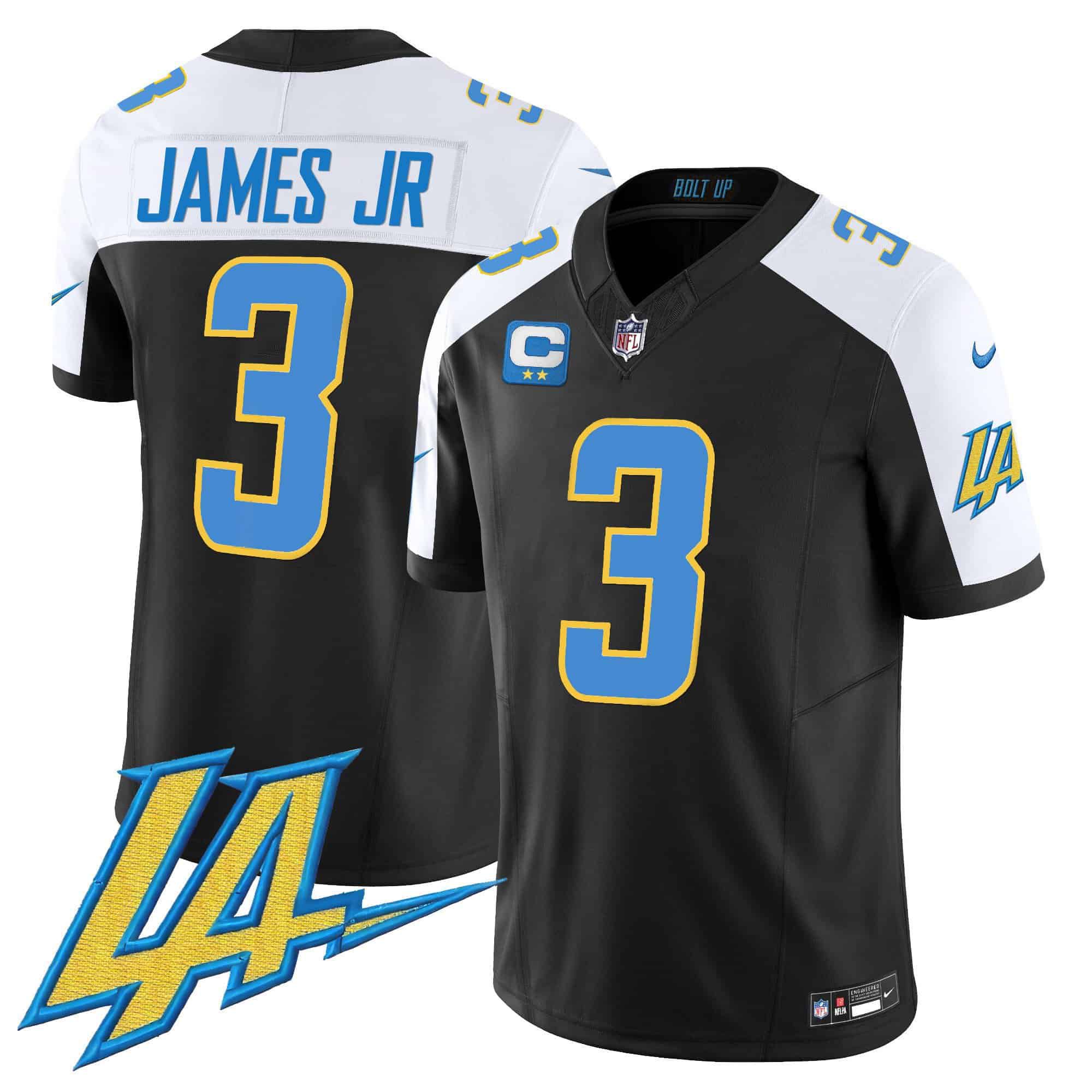 Men Los Angeles Chargers 3 James jr Black 2024 Nike Vapor Limited NFL Jersey